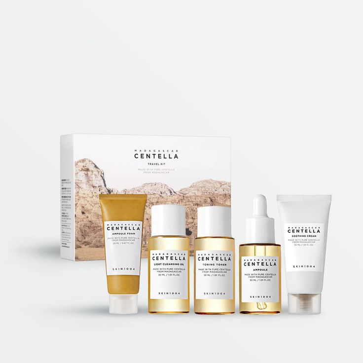 SKIN1004 Centella Cleanser, Face Serum, Toner, Soothing SkinCare Travel Set
